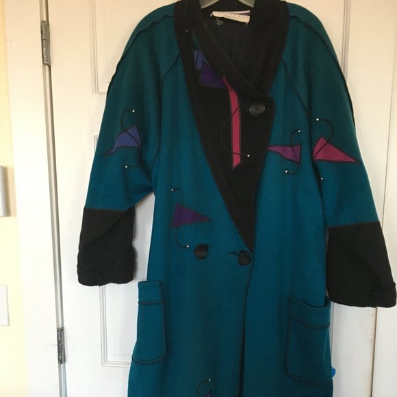Art-to-wear wool coat by Mary Lou Ozbolt Storer